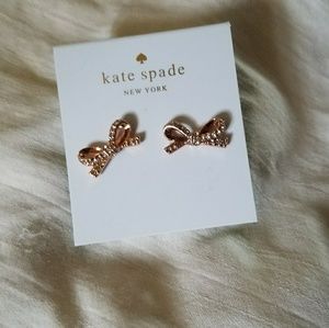 Rose Gold Pave Kate Spade Bow Earrings